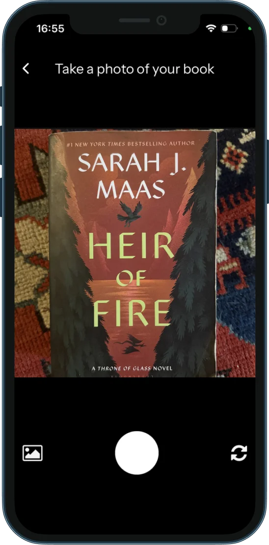 App screenshot of snap your book