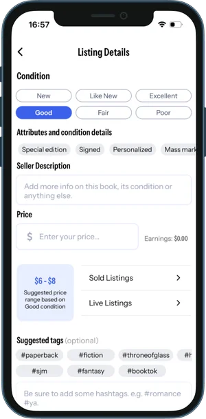 App screenshot filling book details