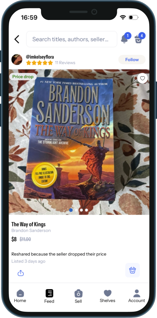 App screenshot of book listing