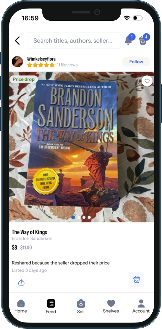 App screenshot of book listing